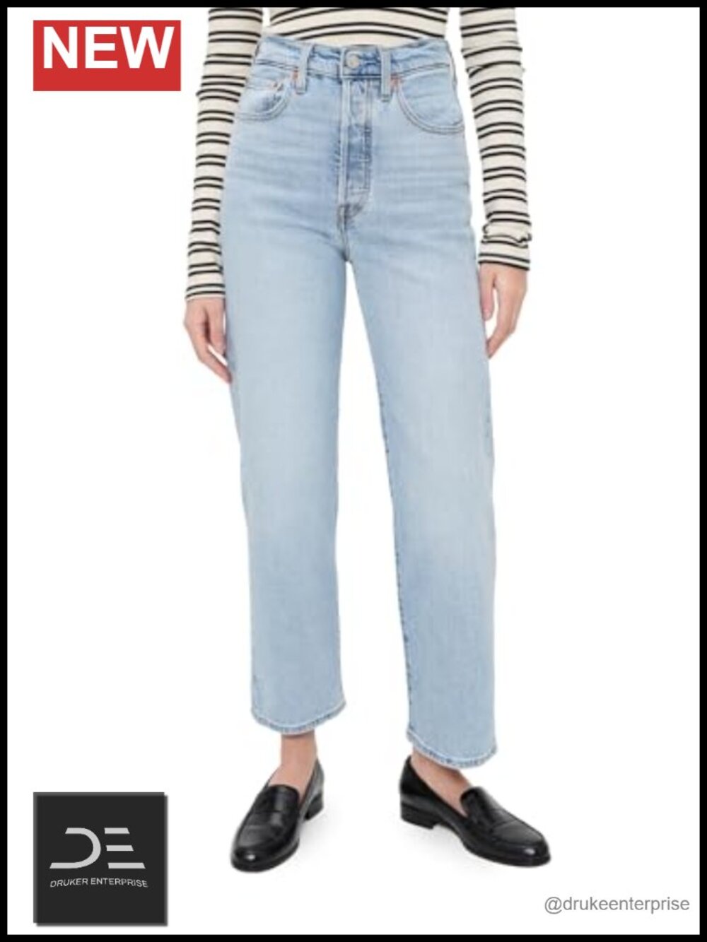 High Rise Slim Straight Ankle Jeans Stretchable Cotton
